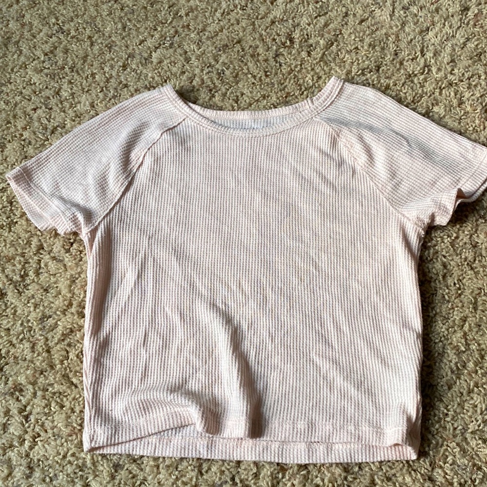 American Eagle Light Pink Waffle Baby Tee